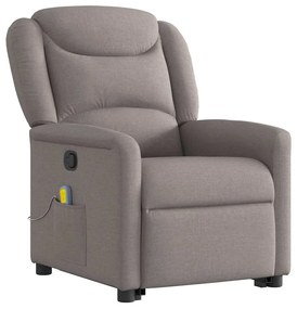 Poltrona elevatória de massagens tecido cinzento-acastanhado