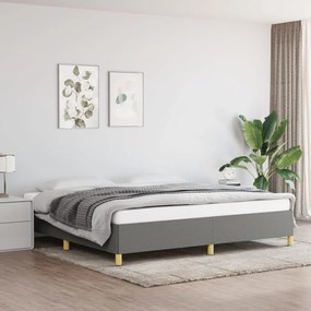 Estrutura de cama sem colchão 200x200 cm tecido cinzento-escuro