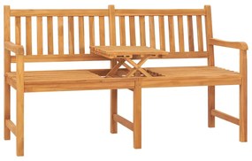 vidaXL Banco de jardim 3 lugares c/ mesa 150 cm madeira de teca maciça