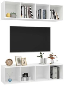Armários de parede para TV 2 pcs derivados de madeira branco