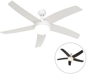 Ventilador de teto inteligente branco com LED e comando remoto - Cool Moderno