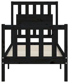 Estrutura cama de solteiro c/ cabeceira madeira maciça preto