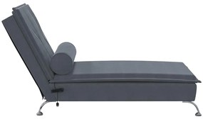Chaise lounge de massagem com rolo veludo cinzento-escuro