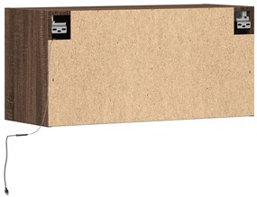 Móvel de parede p/ TV c/ luzes LED 80x31x35cm carvalho castanho