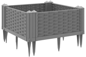 Vaso/floreira jardim c/ estacas 42,5x42,5x28,5cm PP cinza-claro