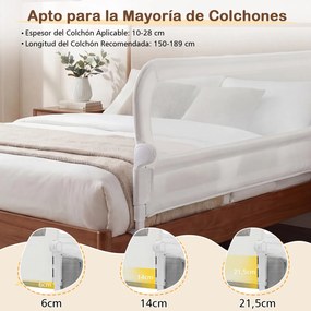 Conjunto 2 Barreiras segurança bebés dobrável para cama 178 / 198 x 36 x 60 cm com altura ajustável, capa removível em tecido Oxford, base em U e corr