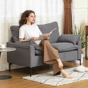 Sofá de 2 Lugares Revestido em Veludo Sofá Moderno com Pés de Metal Apoios de Braços Acolchoados 130x77x84 cm Cinza