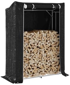 Rack de lenha com tampa de chuva 150x60x200 cm aço galvanizado