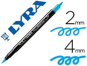 Marcador Lyra Aqua Brush Aguarelavel Dupla Ponta Fina e Pincel Azul Claro