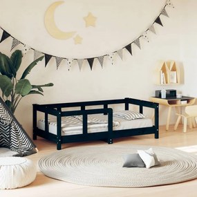 vidaXL Estrutura de cama infantil 70x140 cm pinho maciço preto