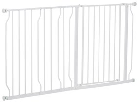 PawHut Barreira de Segurança para Cães Extensível para Escadas e Portas 75-145cm com 3 Extensões Altura 76cm Branco | Aosom Portugal
