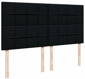 Cama com molas/colchão 200x200 cm tecido preto