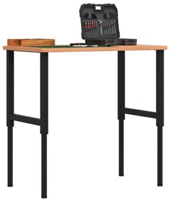 vidaXL Bancada retangular 100x60x(71,5-98) cm madeira de faia maciça