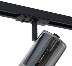 Foco moderno preto com vidro fumado para sistema de calha monofásico - Iconic Lloyd Moderno