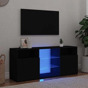 Móvel de TV com luzes LED 120x30x50 cm preto