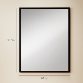 Espelho de Casa de Banho 70x90 cm Espelho de Parede Decorativo para Sala Entrada Corredor Horizontal ou Vertical Preto