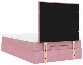Estrutura de cama otomana com colchões 120x200 cm veludo rosa