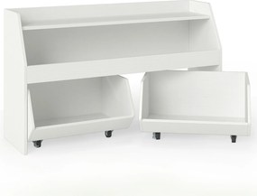 Estante de Arrumação para Brinquedos, 102 x 30 x 60 cm, Com 2 Estantes e 2 Gavetas, Branco
