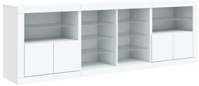 Aparador com luzes LED 202x37x67 cm branco