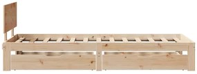 Estrutura de cama c/ gavetas 90x200 cm madeira de pinho maciça