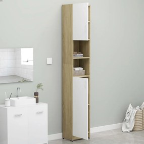 Armário Alto Loony de 190cm - Branco/Carvalho - Design Moderno