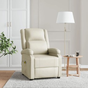 242513 vidaXL Cadeira de massagens couro artificial branco nata