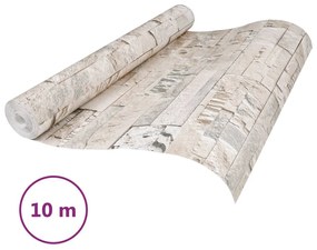 Papel parede 3D c/ aspeto de pedra não-tecido cinzento e bege