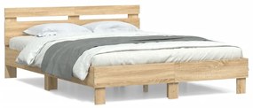 vidaXL Estrutura cama c/ cabeceira derivados madeira carvalho sonoma
