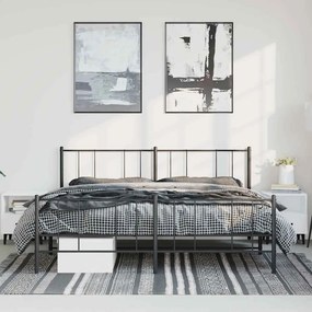 Estrutura de cama com cabeceira e pés 183x213 cm metal preto