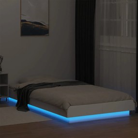 Estrutura cama c/ luzes LED 90x200 cm derivados madeira branco