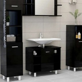 vidaXL Armário casa de banho 60x32x53,5 cm contrapl. preto brilhante