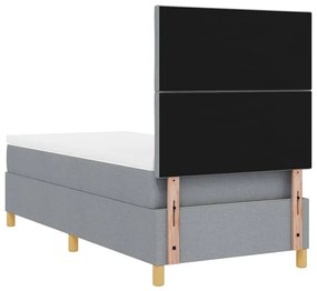 Cama Box com Colchão &amp; Luz LED Cinzento Claro 100x200 cm Tecido