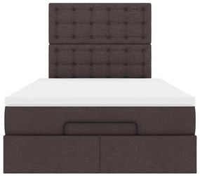 Estrutura cama otomana colchão 120x200cm tecido castanho escuro