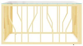 Mesa de centro 80x80x40 cm aço inoxidável e vidro dourado