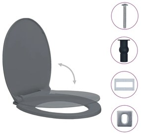 Tampo sanita oval fecho suave e remoção rápida cinzento