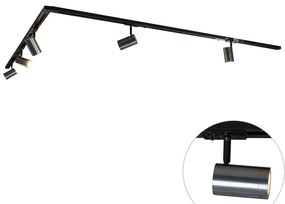 Sistema de iluminação de trilho moderno com 5 focos Gunmetal monofásicos - Iconic Jeana