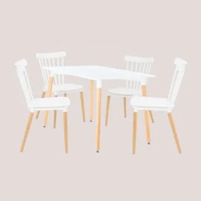 Conjunto De Mesa E 4 Cadeiras Royal Branco - Sklum