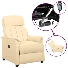 vidaXL Poltrona reclinável elétrica couro artificial cor creme