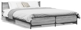 3279940 vidaXL Estrutura de cama c/ gavetas derivados madeira cinza sonoma