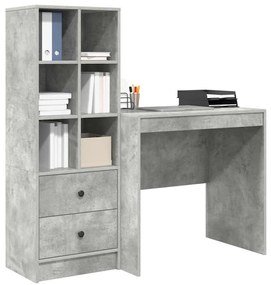 Mesa vidaXL cinza concreto com armazenamento e madeira engenheirada