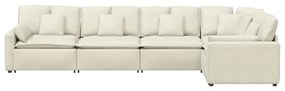 Sofá modular com almofadas veludo creme