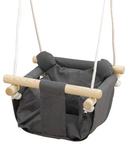 AIYAPLAY Baloiço para Bebés de 9-36 Meses com Cordas Ajustáveis e Assento Acolchoado 40x40x110-180 cm Cinza Escuro | Aosom Portugal