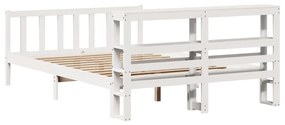 Cama sem colchão 140x190 cm madeira de pinho maciça branco