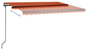 Toldo retrátil manual com luzes LED 4,5x3 m laranja e castanho