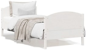 Estrutura de cama com cabeceira 90x200 cm pinho maciço branco