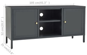 Móvel de TV 105x35x52 cm aço e vidro antracite