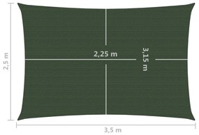 Para-sol estilo vela 160 g/m² 2,5x3,5 m PEAD verde-escuro
