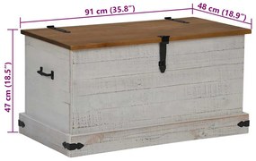 Caixa de arrumação HALDEN 91x48x47 cm pinho maciço branco