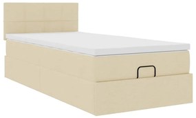 Cama otomana com colchão 100x200 cm tecido creme