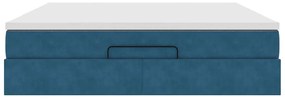 Estrutura de cama otomana com colchão 160x200 cm azul escuro